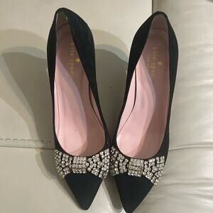 KATE SPADE NEWYORK LISSIE BLACK SUEDE RHINESTONE SHOES SIZE 6 1/2,6